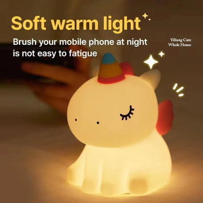 Cute Silicone Night Light Dimmable Nursery Sleeping Lamp Touch Control Nightlights USB Rechargeable Table Lamp For Baby Child