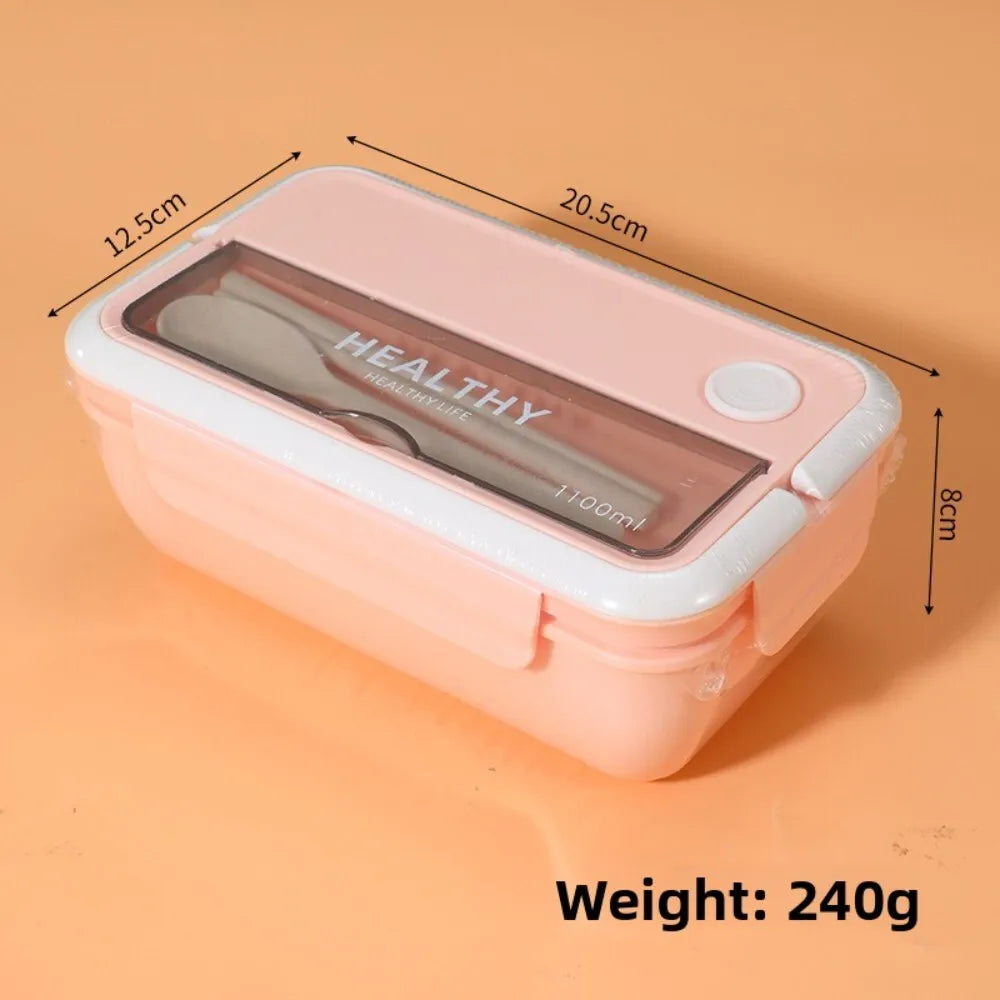 Plastic Compartments For Students And Office Workers, Large Capacity Bento Box With Lid, Sealed Insulated Lunch Container
