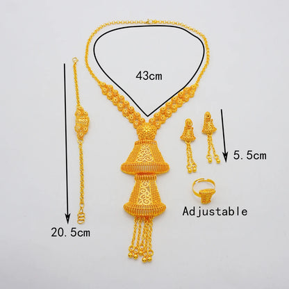 Ethiopian Saudi Style Gold Color Jewelry Set With Noble Elegant Geometric Pendants Suitable For Wedding Banquets Gifts