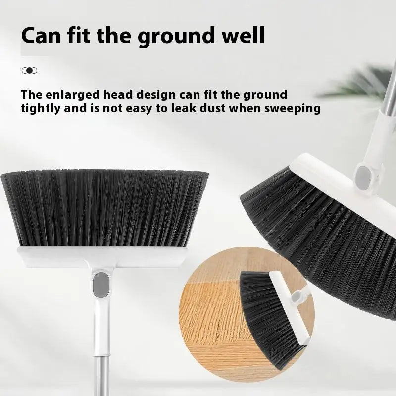 2-in-1 Rotatable Foldable Broom Dustpan Cleaning Set With Thick Bristles For Household Pet Hair Removal Sweeping Set