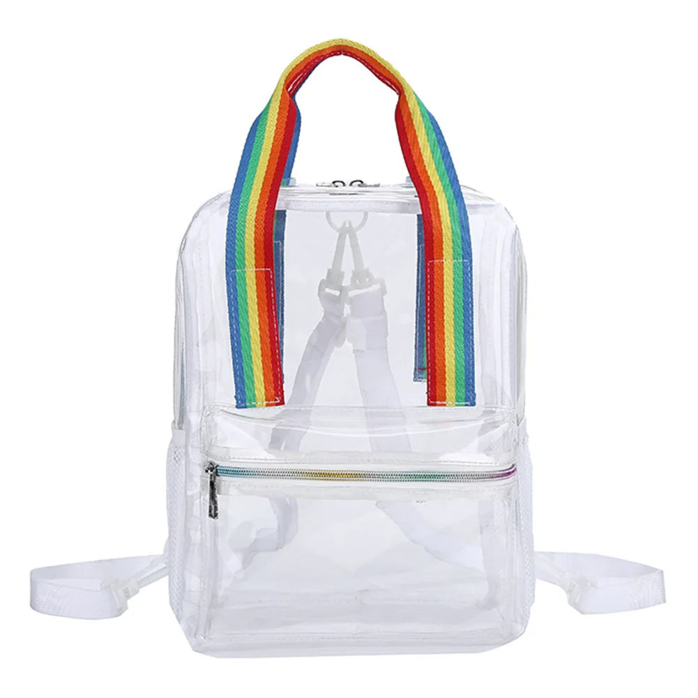 Transparent PVC Outdoor Sports Fitness Knapsack Casual Travel Visible Backpack Large Capacity Waterproof Top-Handle SchoolBag