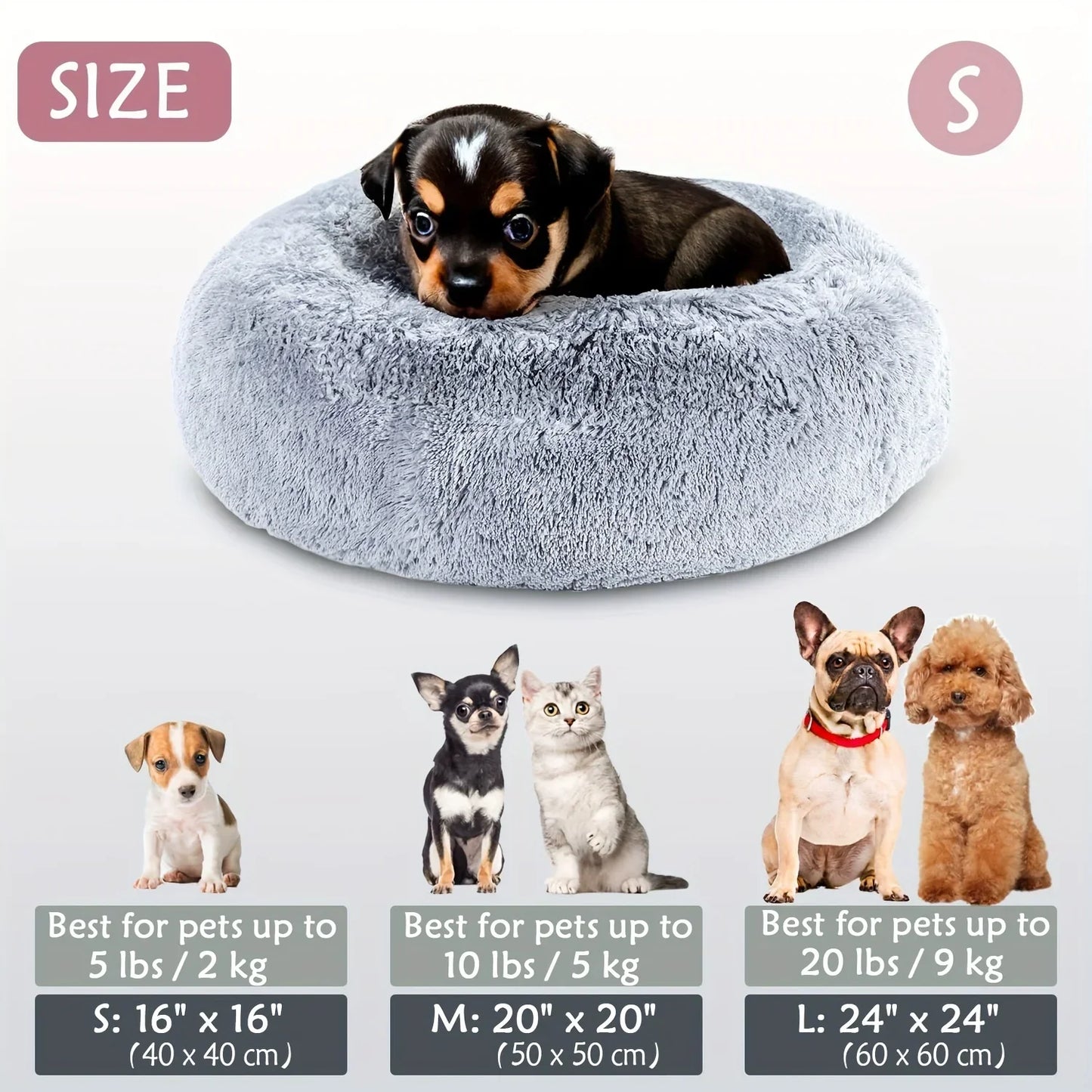 Round Pet Bed for Large,Medium and Small Dogs House Bed Soft Cats Bed Long Plush Dog House for Dogs House Winter Warm Sleeping