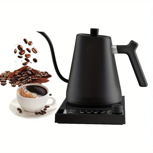 1000W Smart Thermostatic Gooseneck Design for Pour-Over Coffee & Tea 304 Stainless Steel Electric Kettle 600ml Capacity