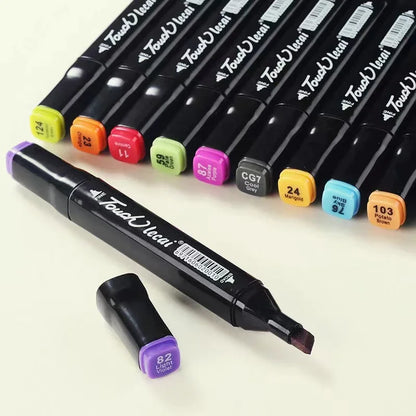 12 Colors Alcohol Based Markers Set Dual Tip Sketching Drawing Markers Animation for Adults Kids Painting School Supplies