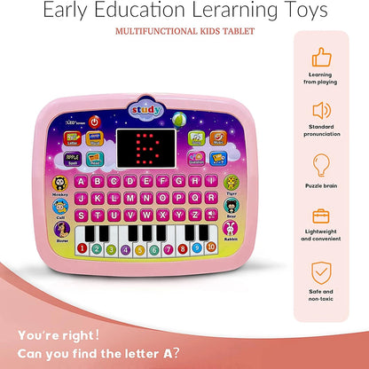 Kids Tablet, Educational Learning Pad with LED Screen, Early Development Interactive Electronic Toy for Boys & Girls