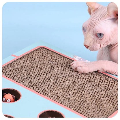 Cat Toy Whack-a-Mole Cat Scratching Board Toy Grinding Claw Rest Play Funny Cat Interactive Multifunctional Cat Supplies