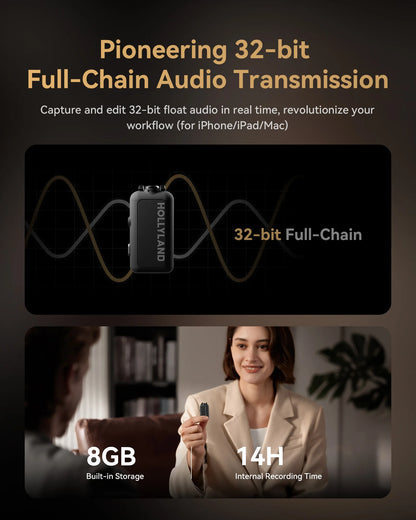 Hollyland Lark MAX 2 Wireless Lavalier Microphone AI Noise Cancellation For Interview Vlog Live performance Professional Mic