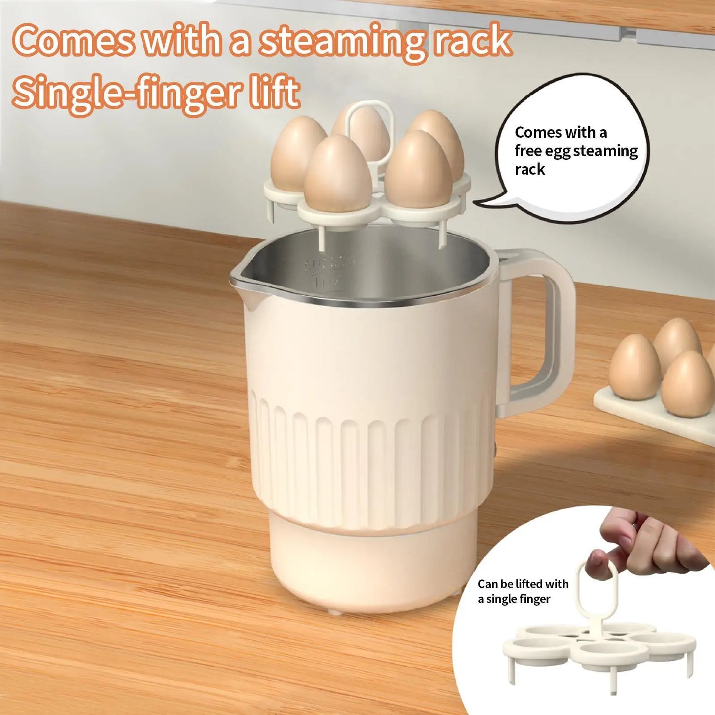 Foldable Electric Kettle 1L Folding Electric Kettles For Boiling Water Fast Boiling Machine With Steamed Egg Rack For Picnic