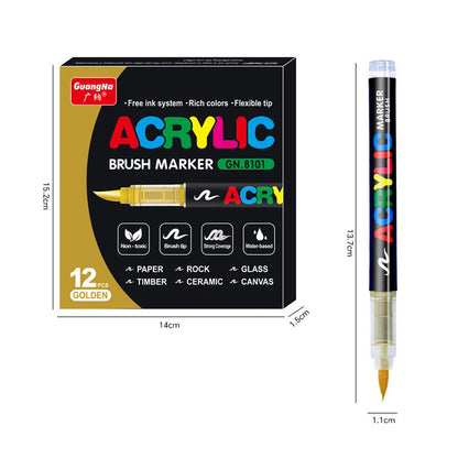 One direct liquid acrylic marker paint brush pen painting stone ceramic glass wood canvas making drawing graffiti coloring pen