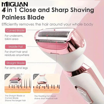 4 In 1 Women's Electric Hair Remover/Women's Multi-Function Electric Hair Remover Set/Women's Bikini Trimmer/USB Rechargeable