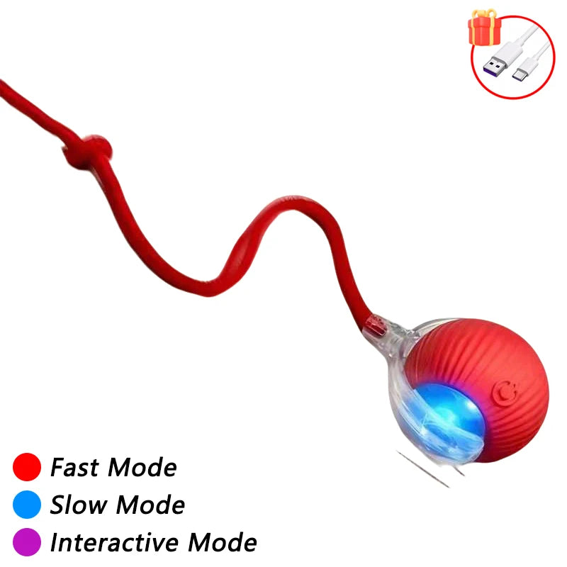 Self-Moving Automatic Cat Teaser Ball with Faux Tail Rechargeable Smart Sensor Cat Toy for Indoor Cats Cat Toys Interactive
