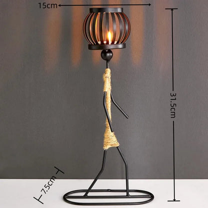 Nordic Metal Candlestick Abstract Character Sculpture Candle Holder Decors Handmade Figurines Home Decoration Art Gifts Hot 2024