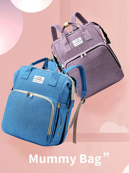 New Folding Mommy Bag Lightweight Portable Folding Crib Bed Large-capacity Baby Backpack Mommy Baby Diapers Bags Outting Bag
