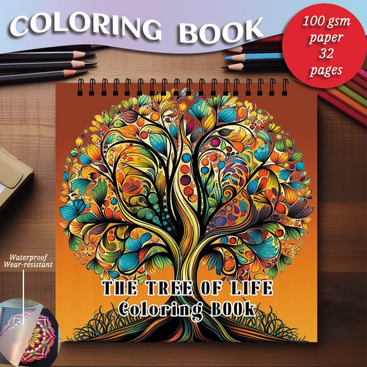 Coloring Book - 7.87 x 7.87 inches 32 pages Tree of Life Coloring Book - Ideal gift for family or friends