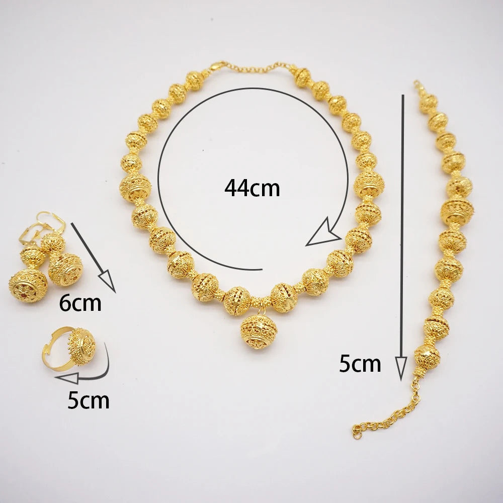 2023 Fine Jewelry Sets For Women Dubai Bridal Wedding Gifts Necklace Bracelet Earrings Ring Jewellery Set African Bead jewelry