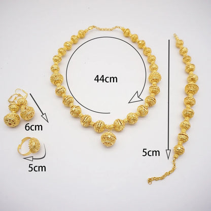 2023 Fine Jewelry Sets For Women Dubai Bridal Wedding Gifts Necklace Bracelet Earrings Ring Jewellery Set African Bead jewelry