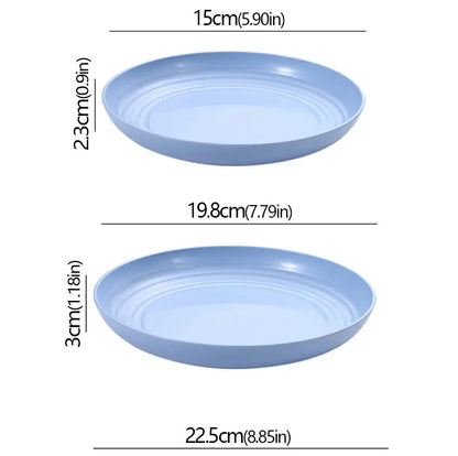 Wheat Straw Solid Color Round Plates Salad Dessert Dinner Reusable Microwave Safe Anti Fall And Shatter Plates Fruit Plate
