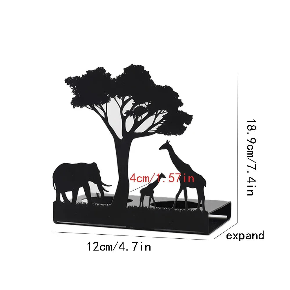 3D Animals Candle Container Silhouette Metal Iron Candlestick Holder Deer Elephant Giraffe Home Desktop Decor DIY Props Gift Kit