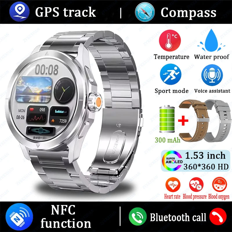 2025 New For Xiaomi S4 Ultra Smart Watch Men AMOLED Outdoor Sport NFC GPS Track Heart Rate Waterproof Bluetooth Call Smartwatch