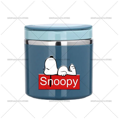 630ml Snoopys Food Thermal Jar Insulated Soup Cup Stainless Steel Vacuum Lunch Box with Handle Portable Sealed Bento Boxes Gift