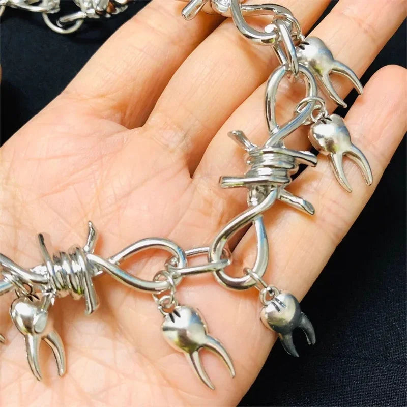 Chunky Tooth Choker, Rotten Teeth Choker, Fairy Barbed Wire Choker, Weird Jewelry, Goth Jewelry, Spike Punk Thorns Choker Gift