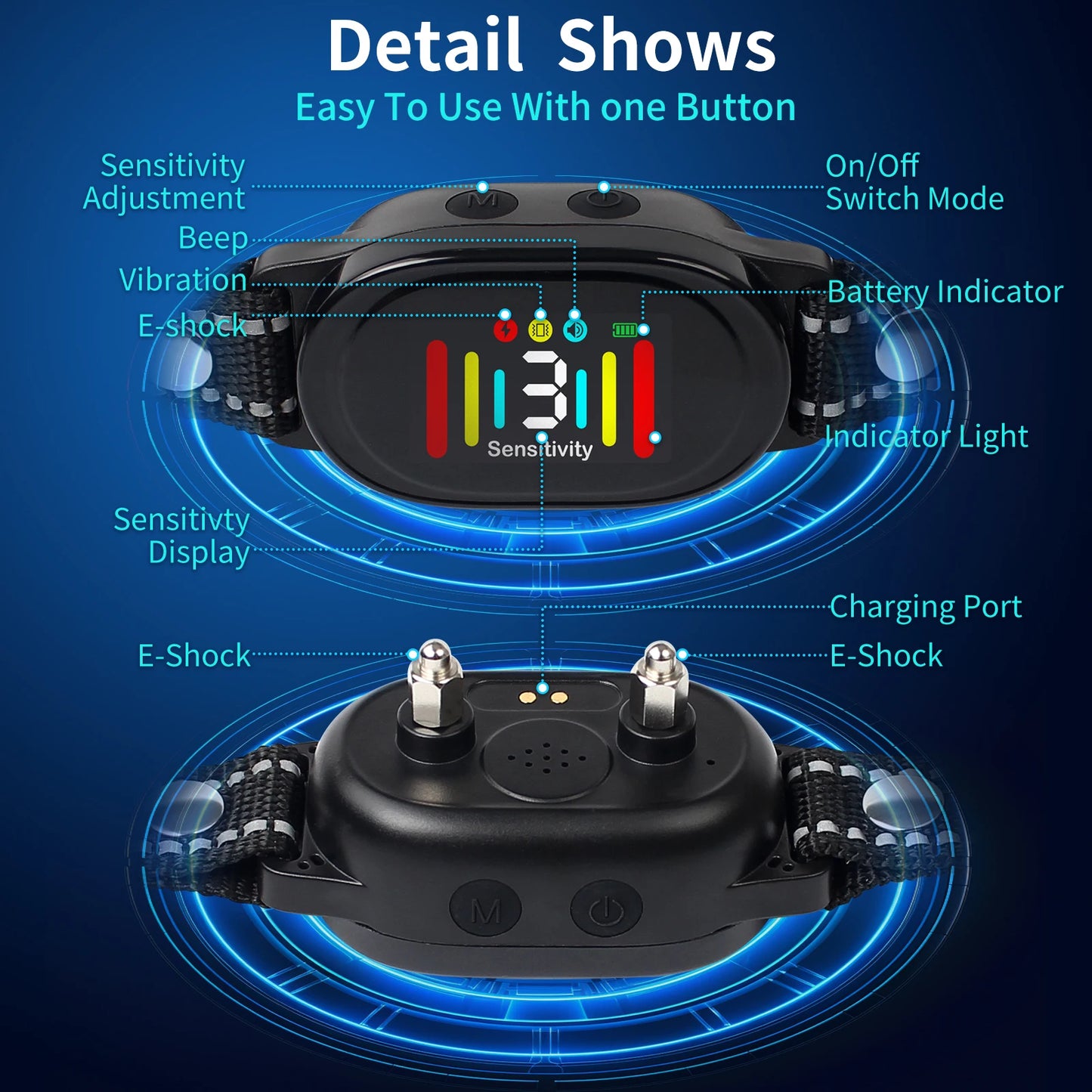 2025 Waterproof AI Intelligent Color Screen Dog Training Supplies E-shock Dog Smart Anti Bark Collar Bark Control