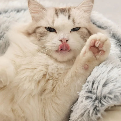 Soft Warm Long Plush Pet Bed Enclosed Round Cat Cushion Comfortable Sleep Bag Cat Nest Kennel for Small Pet Cat Nest