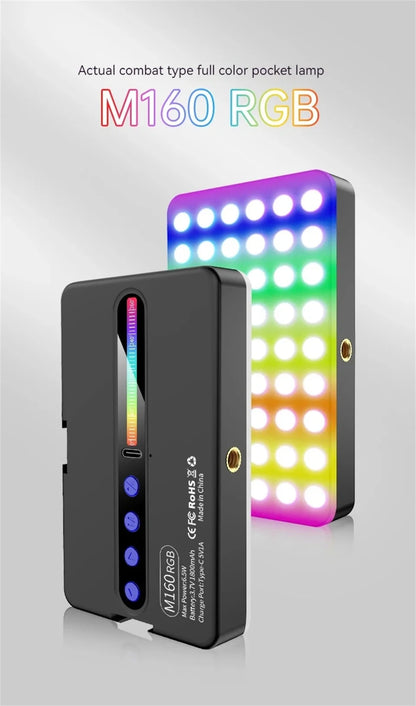 MEUYAG RGB Mini LED Video Camera Full Color Dimmable Fill Light Live Vlog Photography Photo Studio Lamp for Smartphone Selfie