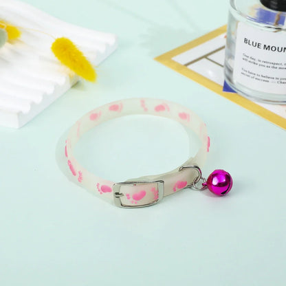 Pet Fluorescent Luminous Silicone Footprint Collar Cat Dog Luminous Collar Night Puppy Kitten Outdoor Anti-loss Pet Supplies