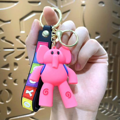 Funny Animal Key Chain Three Dimensional Doll Bag Pendant Car Key Chain Doll Machine