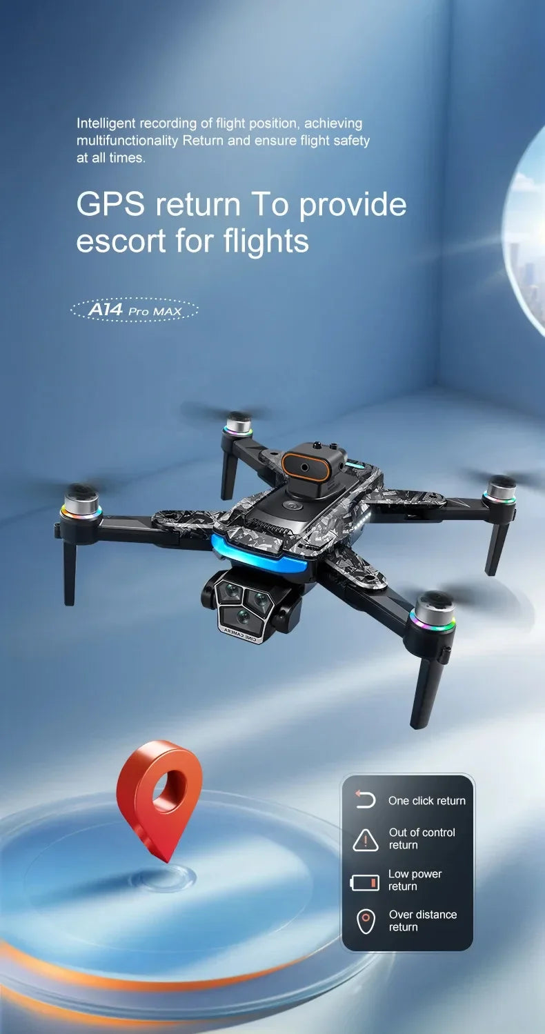 Drone A14ProMax GPS 4KHD Camera LCD Touch Screen  Remote Control Quadcopter 360 °     Obstacle Avoidance Brushless RC Drone Toys