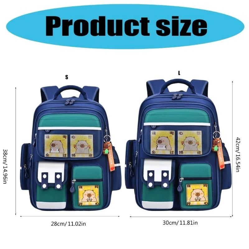 E8FB Lightweight Capybara Backpack for Kids Lovely and Breathable School Bag with Large Storage Space and Adjustable Strap