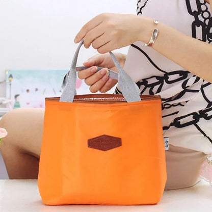 Lunch Box Camping Picnic Bag Lunch Bags Solid Color Portable Insulated Refrigerated Bag Cold Food Cooler Thermal Handbag Hot