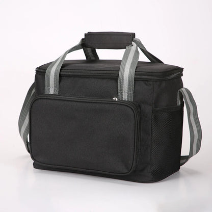 15L Portable Large Insulated Lunch Bag Black Waterproof Leak-proof Thickened Handheld Shoulder Carry Outdoor Picnic Lunch Bag