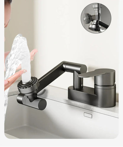 Basin Faucet Bathroom Double Hole Cold and Hot Water Tap Toilet Second Gear Sink 360° Rotating Water Mixing Valve Accessories