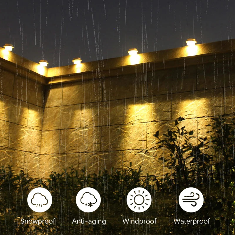 3LED Solar Power Gutter Light Waterproof Wall Lamp White Warm Fence Night Light for Garden Pathway Campin Deco LED Light Fixture
