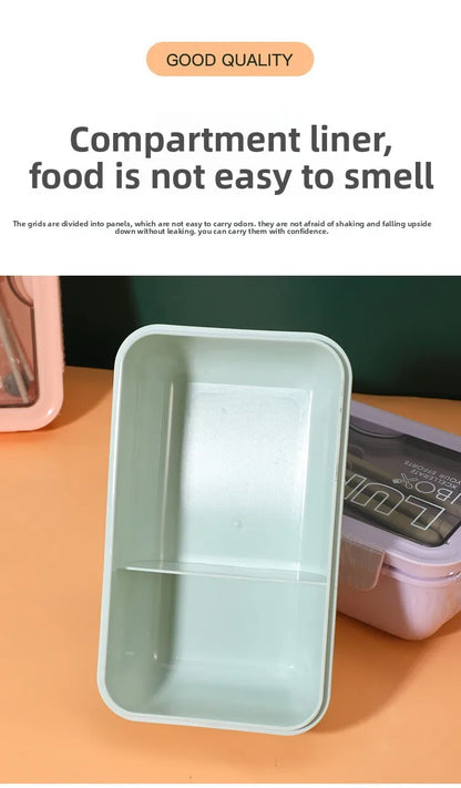 Plastic Compartments For Students And Office Workers, Large Capacity Bento Box With Lid, Sealed Insulated Lunch Container