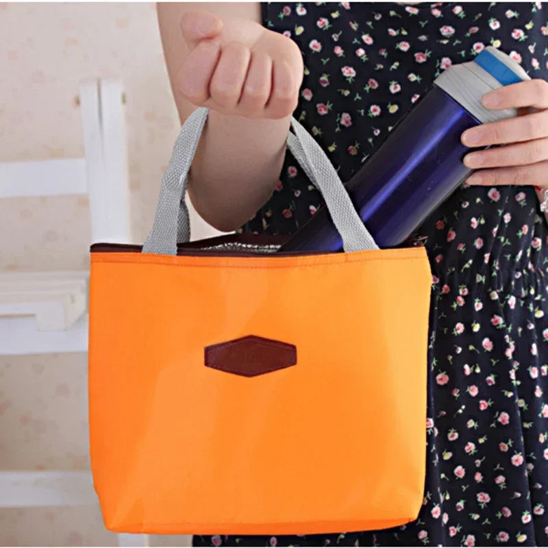 Lunch Box Camping Picnic Bag Lunch Bags Solid Color Portable Insulated Refrigerated Bag Cold Food Cooler Thermal Handbag Hot