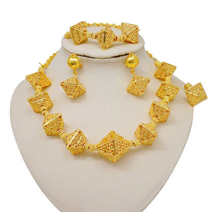 2023 Fine Jewelry Sets For Women Dubai Bridal Wedding Gifts Necklace Bracelet Earrings Ring Jewellery Set African Bead jewelry