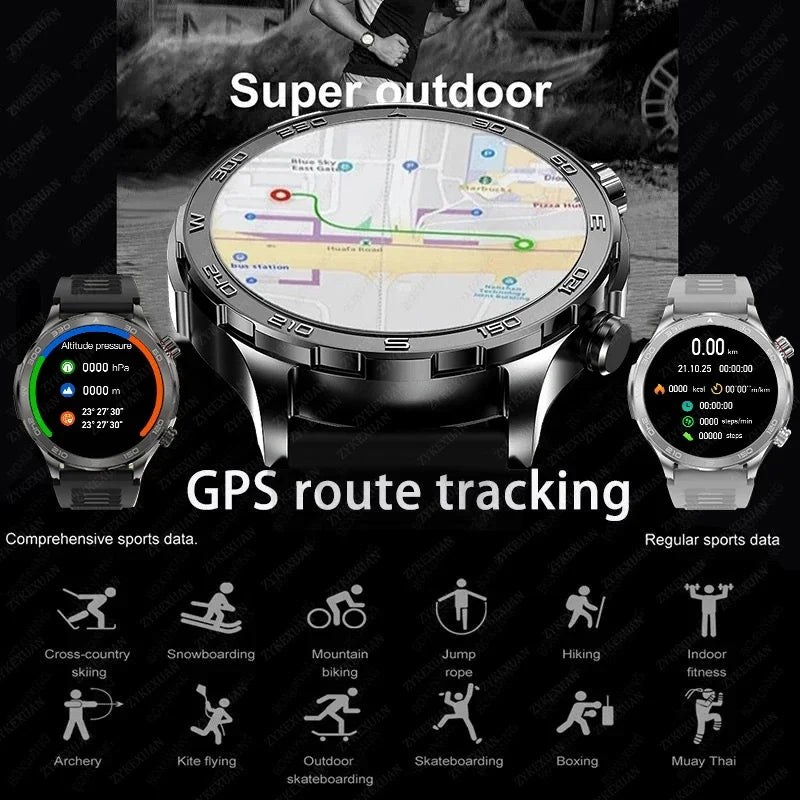 2025 New GPS Bluetooth Call Smart Watch Men AMOLED HD Screen Heart Rate NFC IP68 Waterproof Sports Smart Watch For Android iOS