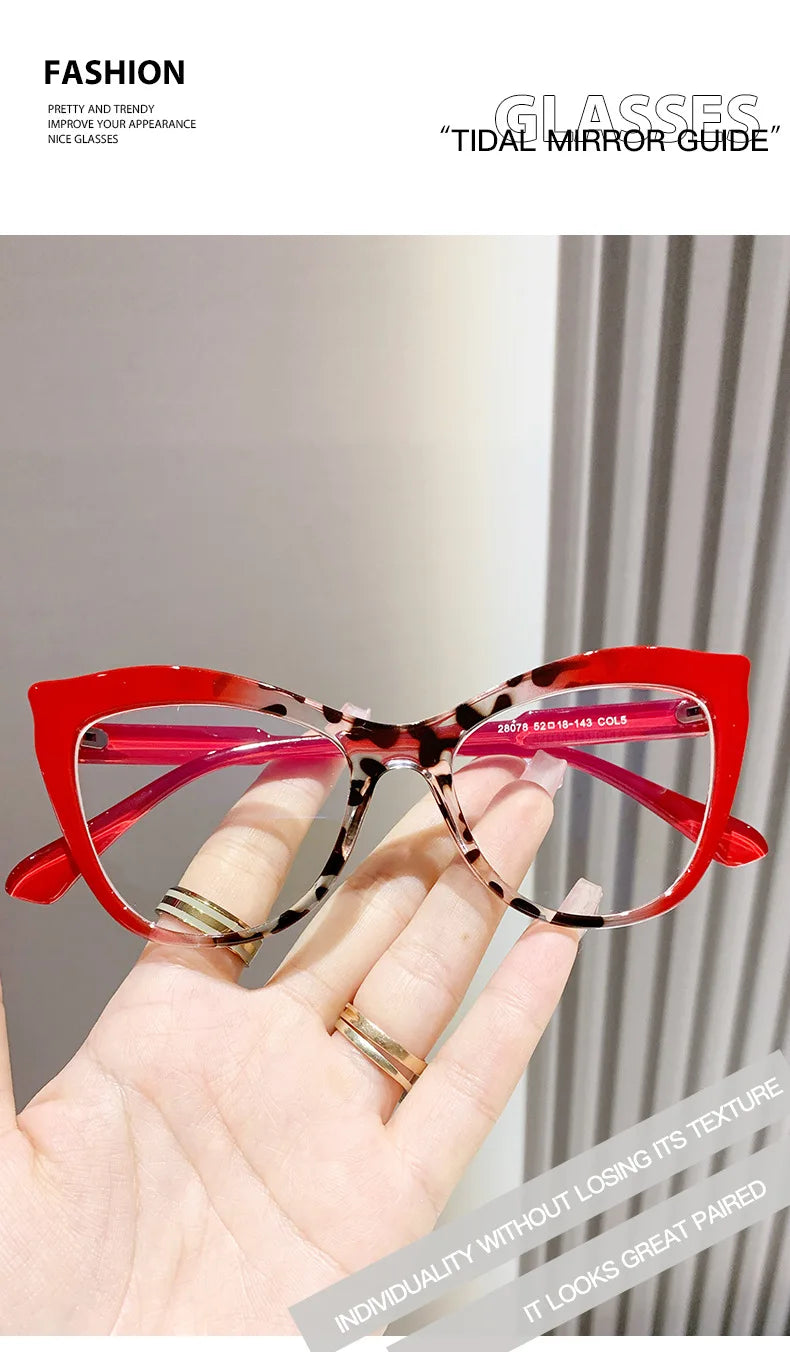 2024 New Cat Eye Glasses Frame Women Fashion Gradient Color Eyeglass Frame Anti Blue Light Glasses Computer Goggles Óculos Gifts