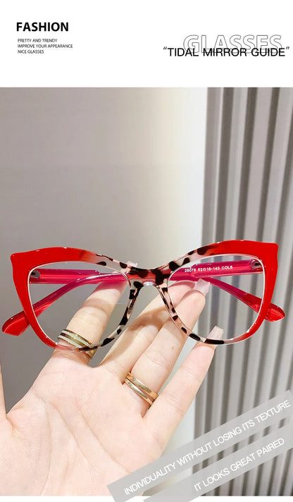 2024 New Cat Eye Glasses Frame Women Fashion Gradient Color Eyeglass Frame Anti Blue Light Glasses Computer Goggles Óculos Gifts