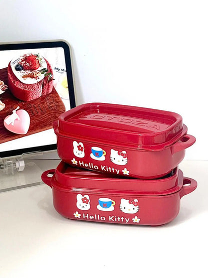 Original Hello Kitty Lunch Box Set Cute Food Storage Container Microwave Safe Pp Plastic Lunch Box Cute Gift