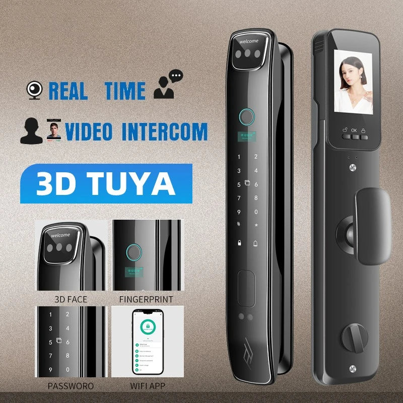 Facial Recognition Fingerprint Lock Home Anti-theft Door Visual Password Electronic Smart Door Lock Graffiti