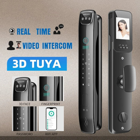 Facial Recognition Fingerprint Lock Home Anti-theft Door Visual Password Electronic Smart Door Lock Graffiti