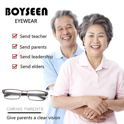 BOYSEEN Men Titanium alloy Reading Glasses Non spherical 12 Layer Coated lenses Retro Business Hyperopia Prescription Eyeglasses