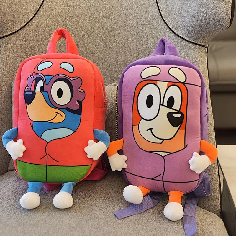 Bluey Family kawaii Kindergarten Children's Cartoon School Bag Bluebin Dog Backpack Kawaii Blue Orange Dog Backpack Children's