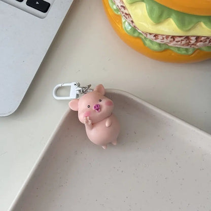Funny Three-Dimensional Kawaii Pig Keychain Waterme Rain Coat Animal Shape Keychain Sleeping Mobile Phone Bag Pendant