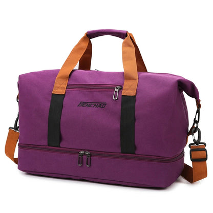 Casual outdoor travel handbag,women's fitness yoga bag,weekend overnight bag, large capacity dry and wet separation travel bag.