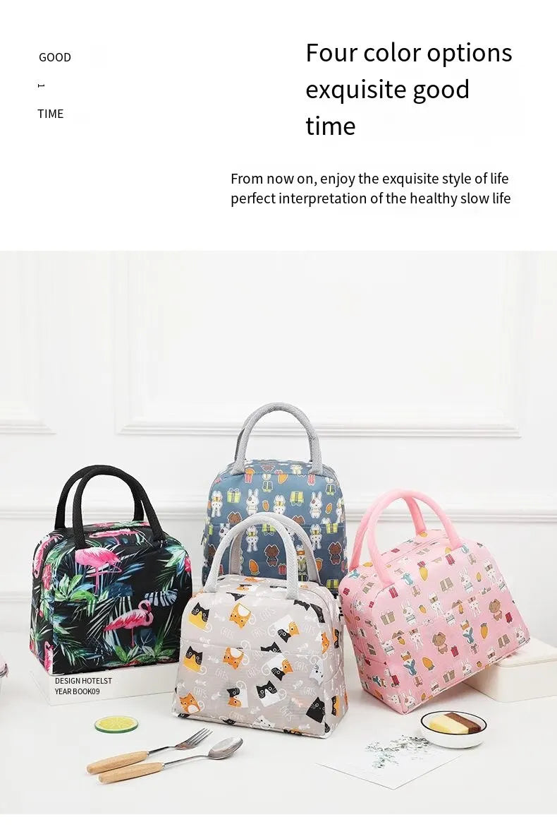 Cartoon Lunch Bag Portable Insulated Thermal Heat Children's Bento Bag Picnic Tote Kid School Lunch Box Bags Cooler Ice Pack New